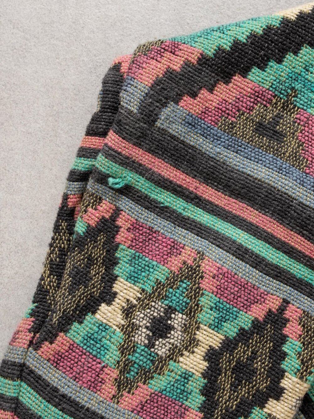 WOVEN COTTON SOUTHWESTERN Cropped Jacket Festival Coat / Medium - Picture 7 of 10